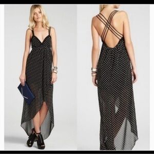 BCBGeneration Strappy Black White Floral Dot Dress L